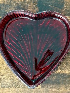 Shannon Crystal by Godinger "Tenderness" Ruby Red Crystal Heart Serving Tray